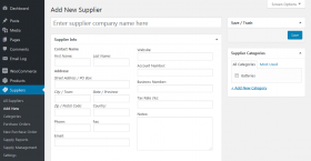 Add new supplier page screenshot