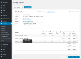 Supply reports screenshot
